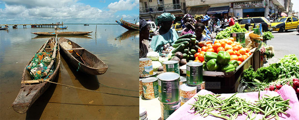 Pirogues Ziguinchor , marché de Dakar Pirogues Ziguinchor , marché de Dakar