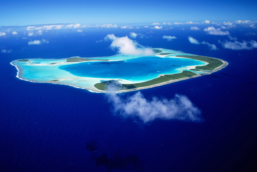 Vue aérienne de l'atoll Tetiaroa