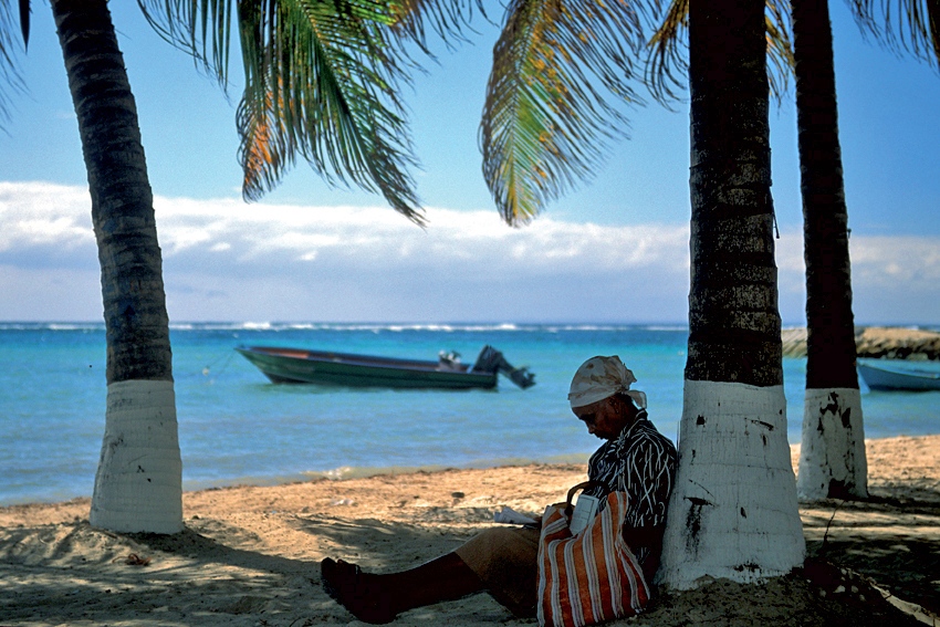 Sieste sous les cocotiers sur l'île de la Désirade