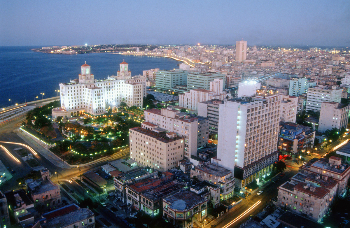 Aerial view of Havana at night