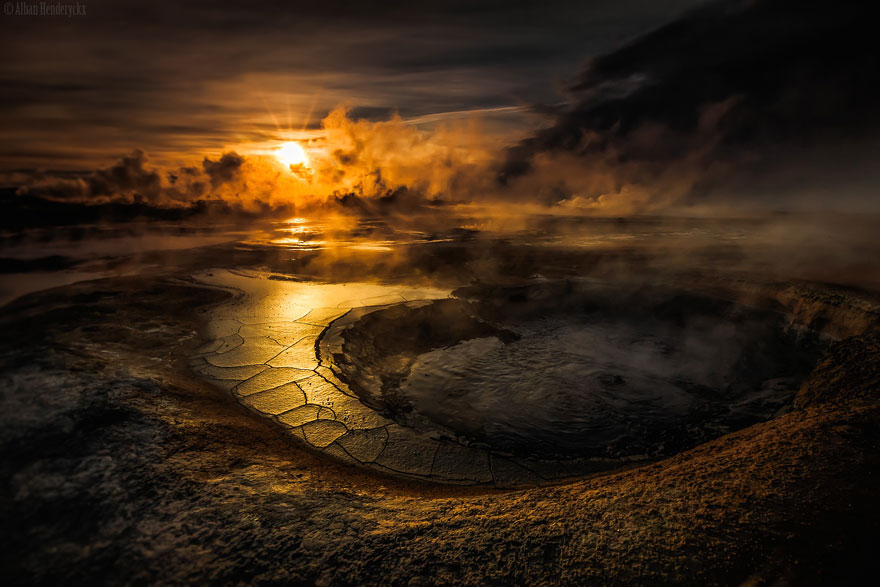 Coucher de soleil sur les paysages islandais