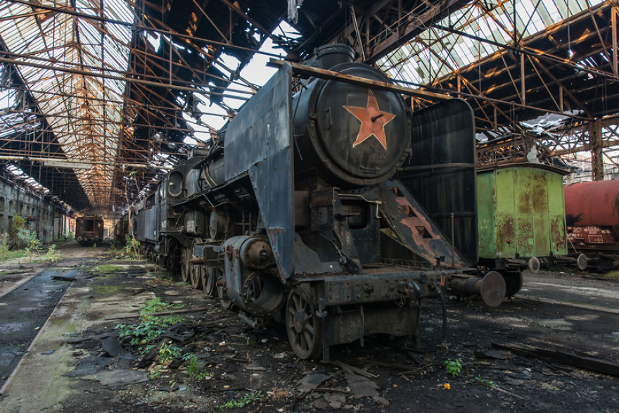 Dépot de train abandonné en Europe