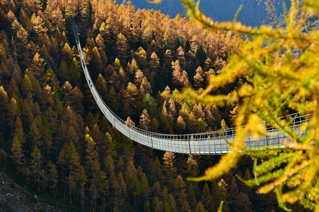 Le pont Charles Kuonen dans les Alpes suisses