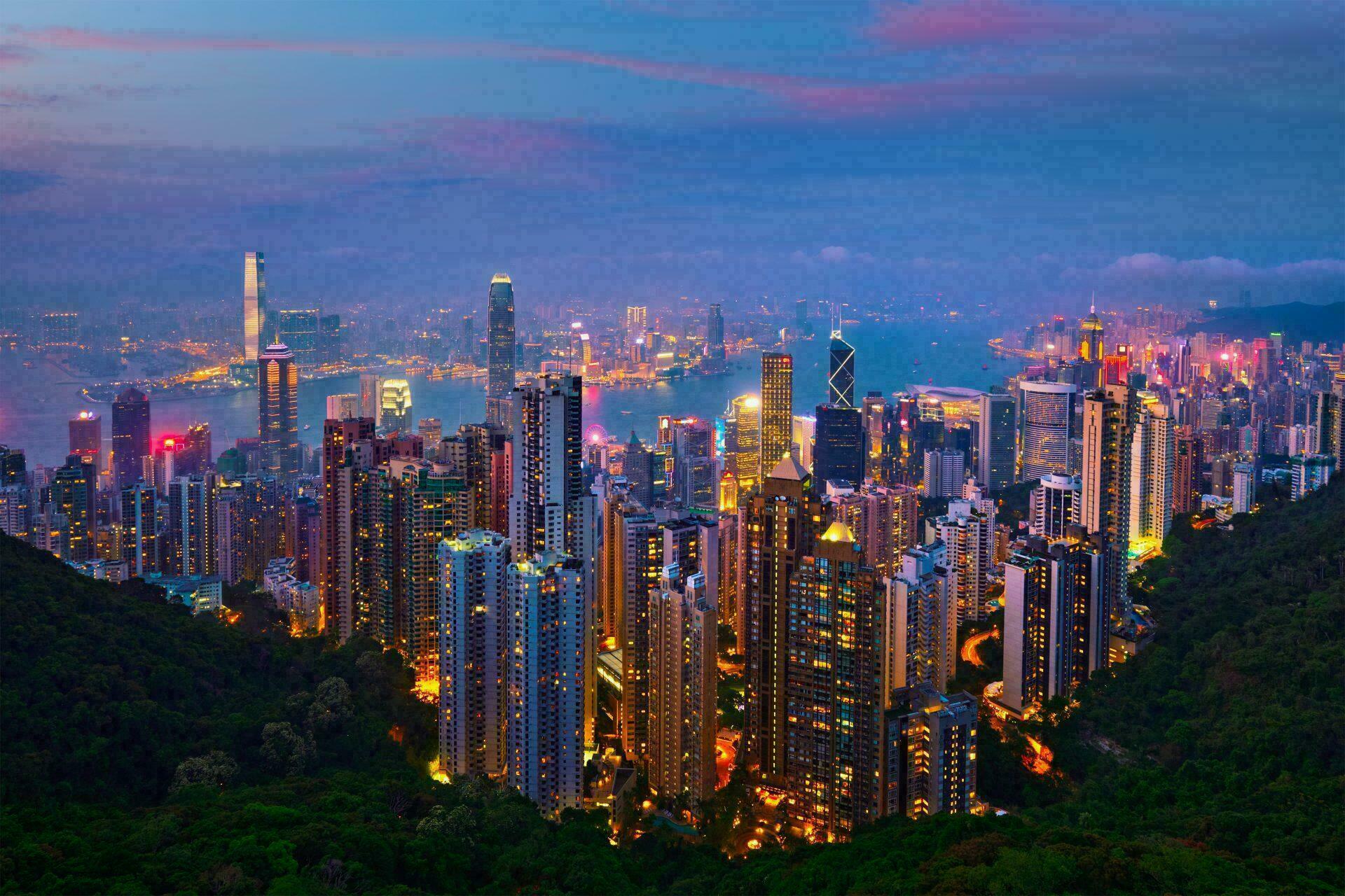KONG Urbain Housse de Couette Hong Kong Skyline Nuit 