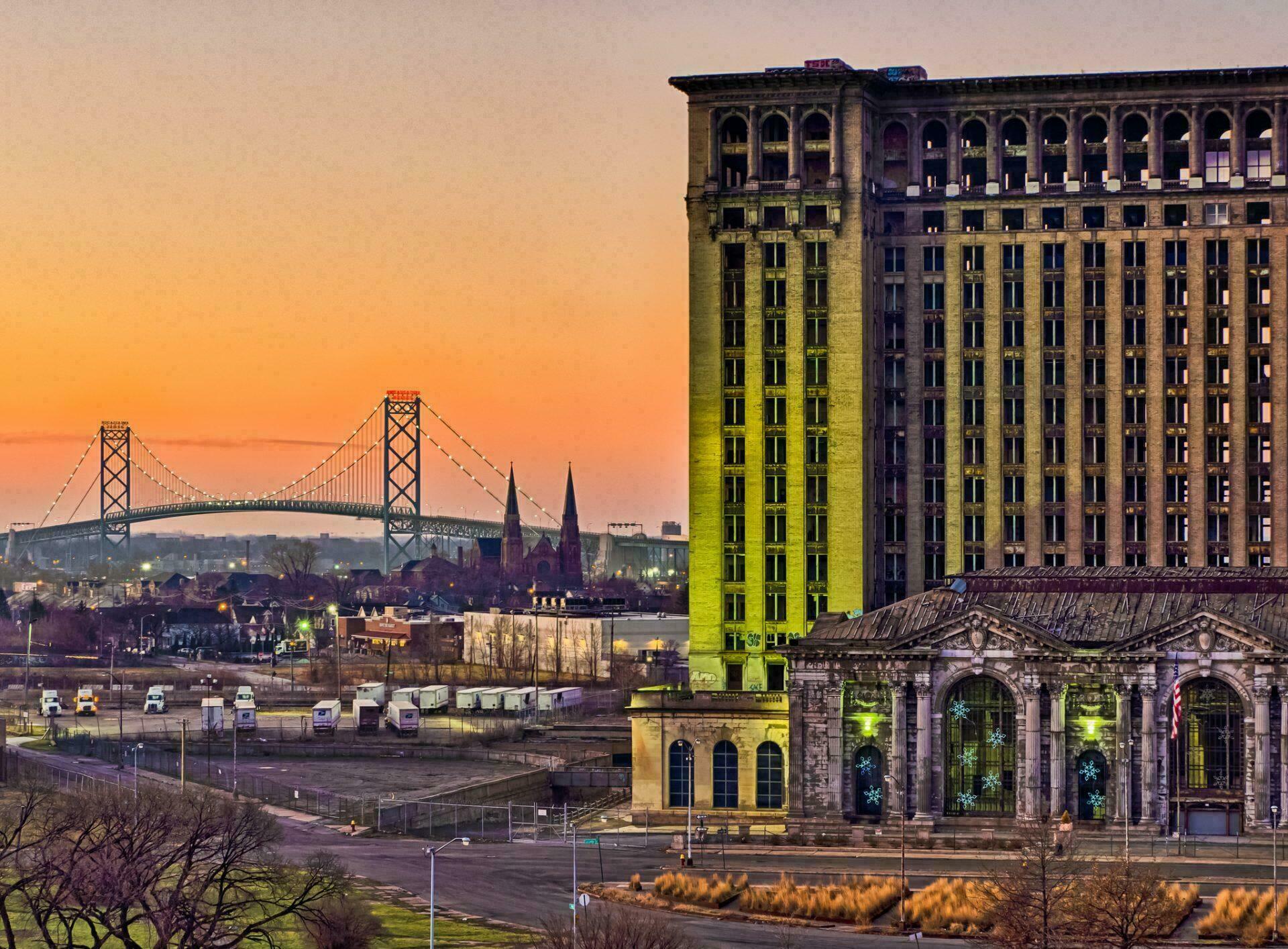 Coucher de soleil sur Detroit