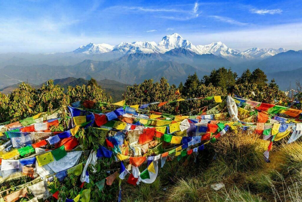 Drapeau de prière à Poon hill