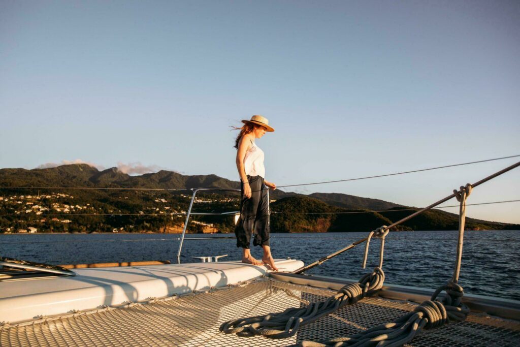 Coucher de soleil sur le bateau