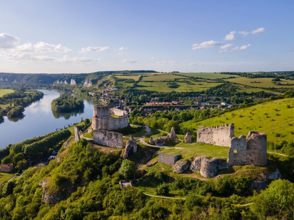 Les Andelys, vue aérienne du Château Gaillard, proche Rouen