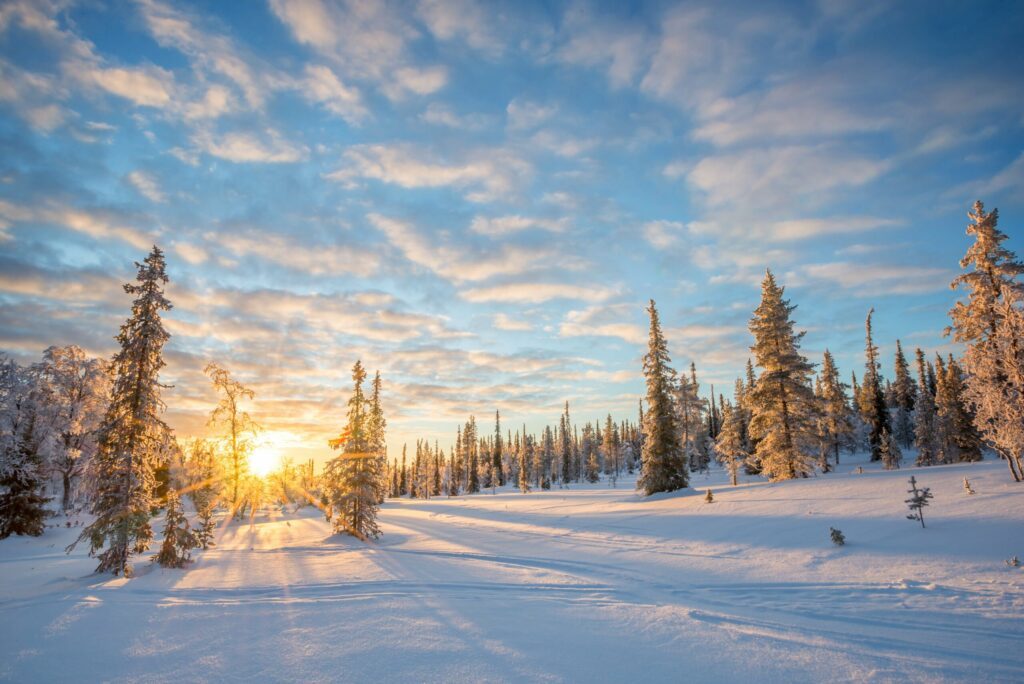 coucher de soleil en Laponie