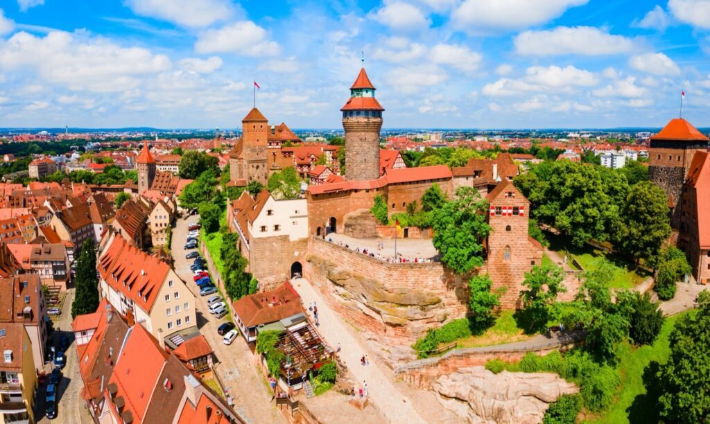 Vue panoramique aérienne du château de Nuremberg, en Bavière, Allemagne