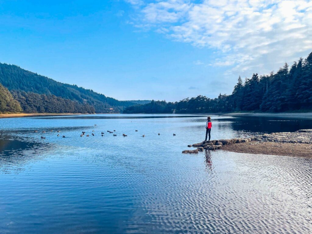 Lac de Ternay avec un enfant (proche Annonay)