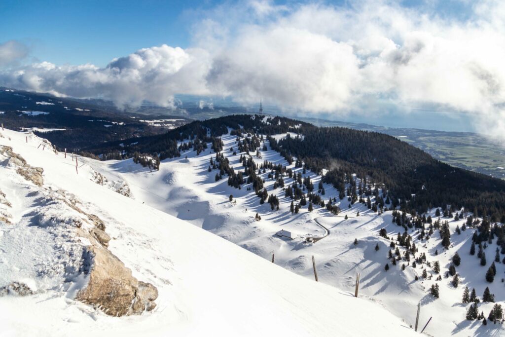 Panorama depuis le sommet de la Dole dans le parc national du Haut-Jura