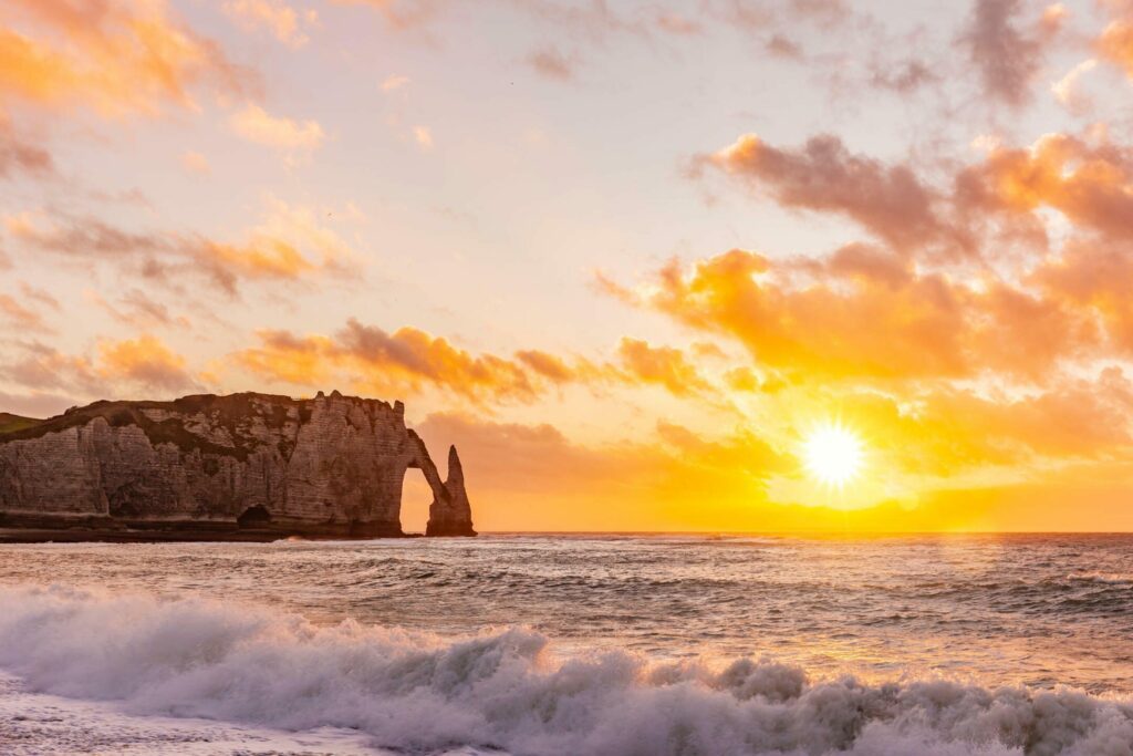 Coucher de soleil à Étretat