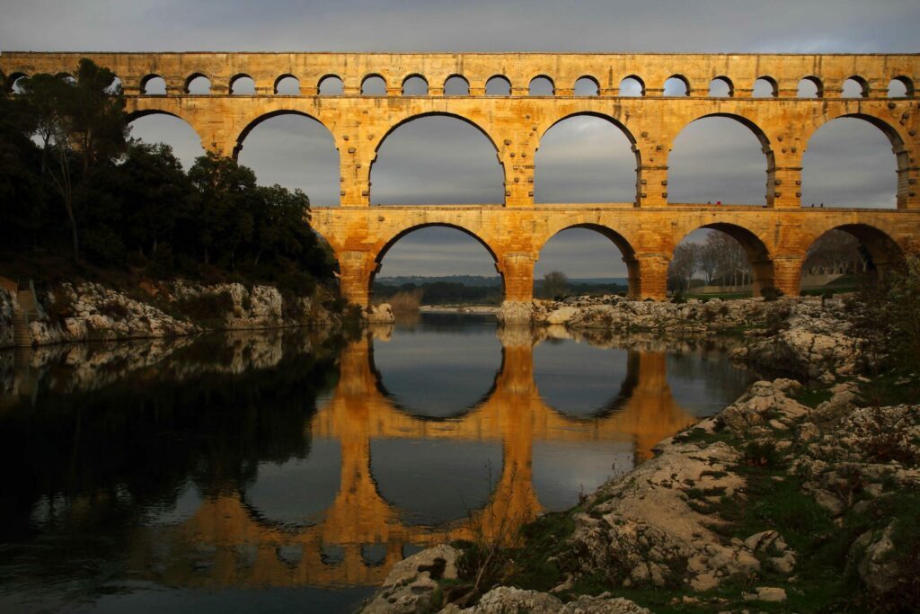 Coucher de soleil au Pont du Gard