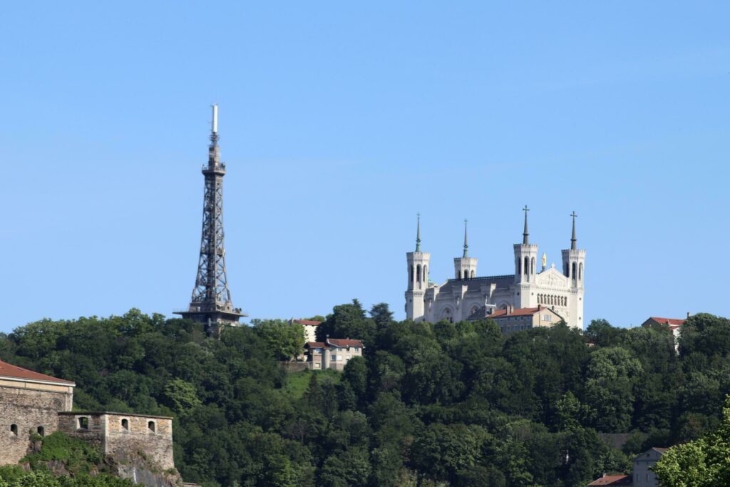 Fourvière metal tower in Lyon monuments