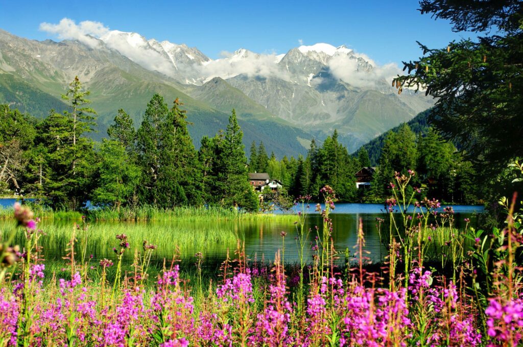 Le lac de Champex dans les paysages de Suisse
