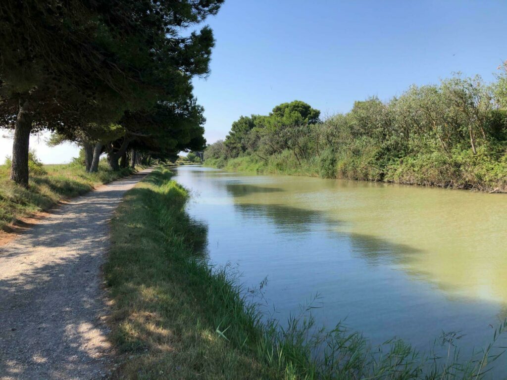 Cycle along the Canal de la Robine thanks to the bike paths in France