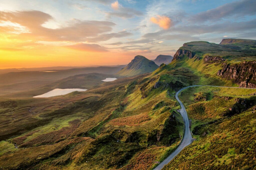 Coucher de soleil sur l'île de Skye dans les paysages d'Écosse