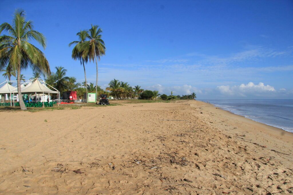 La plage de la Cocoteraie lors d'un road trip en Guyane