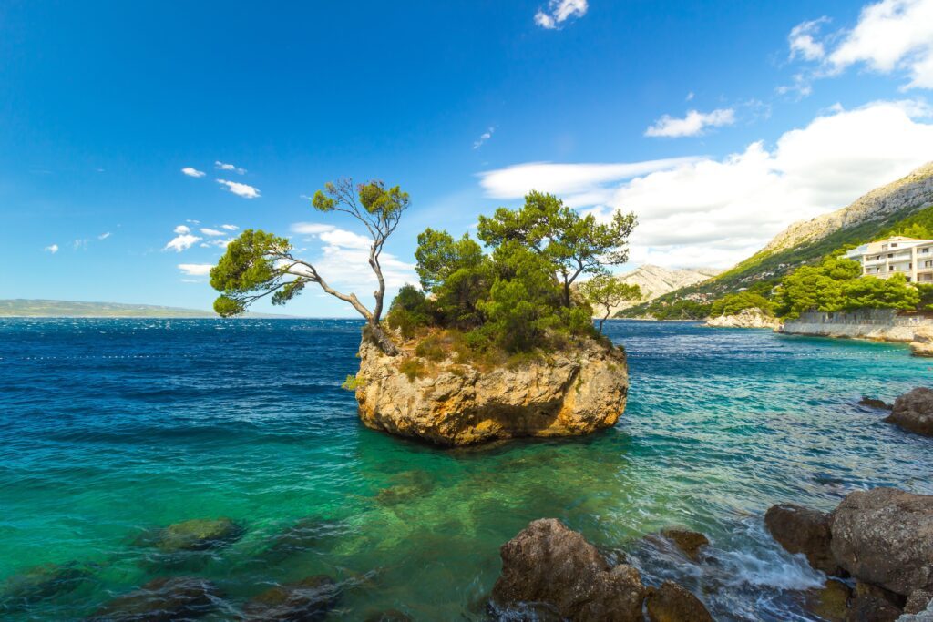 Croatian beach at a sunny day, Brela, Croatia