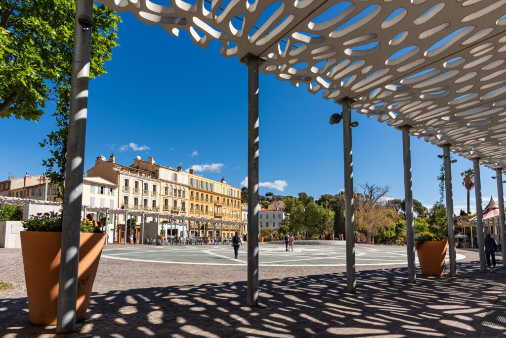 The square Clemenceau in the city of Hyeres (Hyères), France