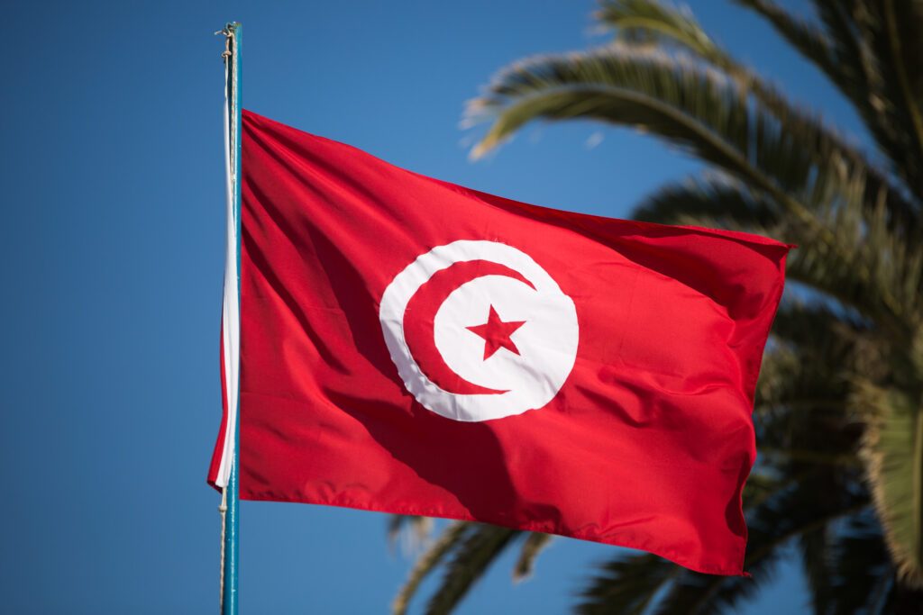 Drapeau Tunisie flottant plamier