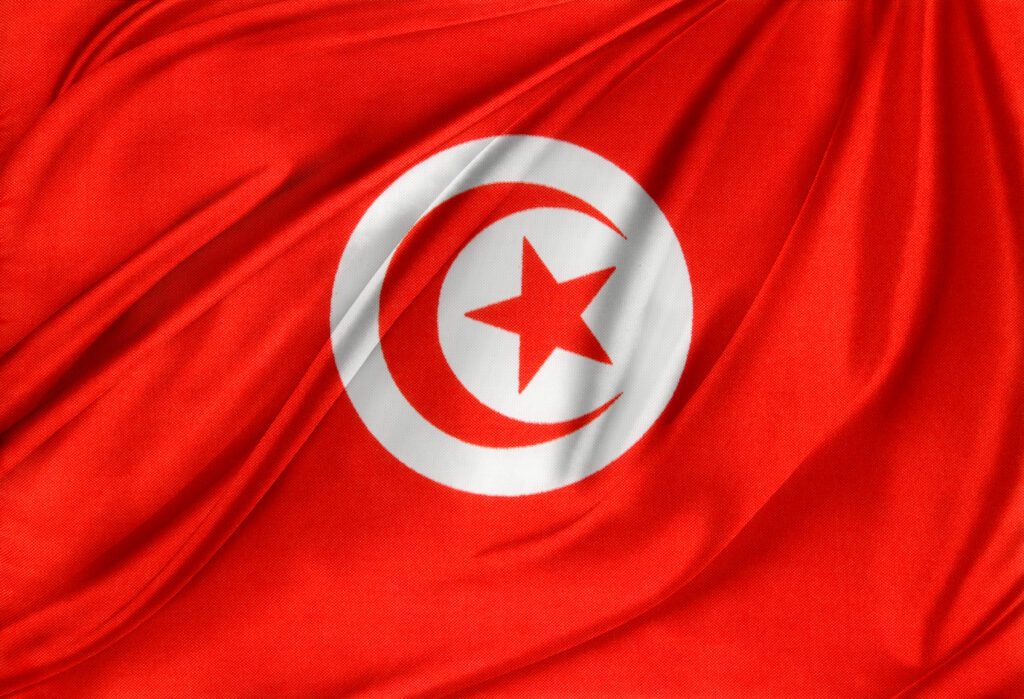 Drapeau Tunisie tissu flottant