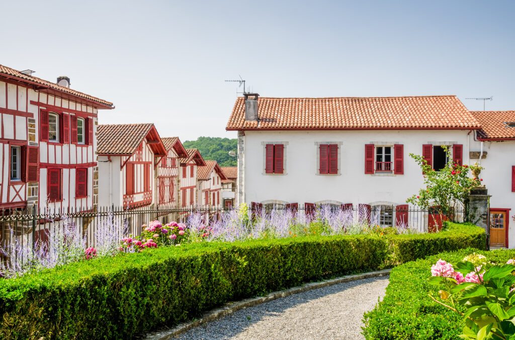 Traditional Basque houses in La Bastide-Clairence.