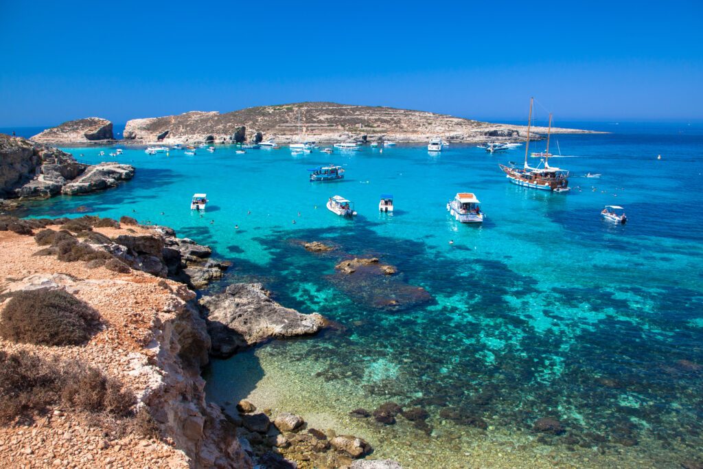 Yachts in blue lagoon at Comino - Malta
