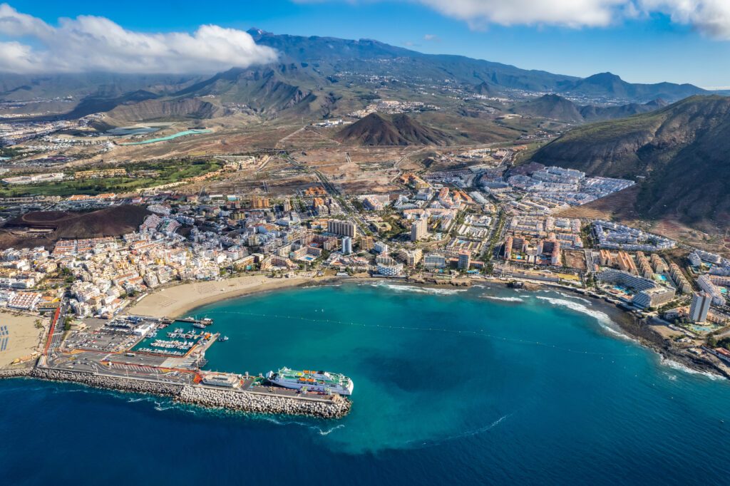 Aerial view of Los Cristianos and Playa de las Américas