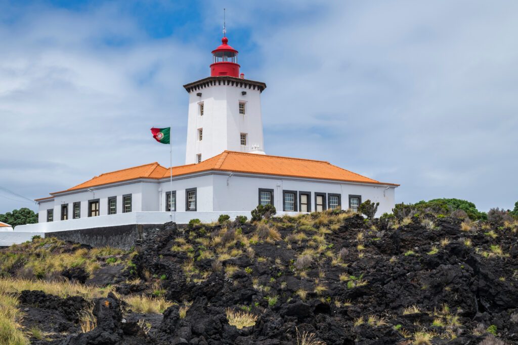 Lighthouse on Pico island / Lighthouse on the coast of Pico island, Azores, Portugal.