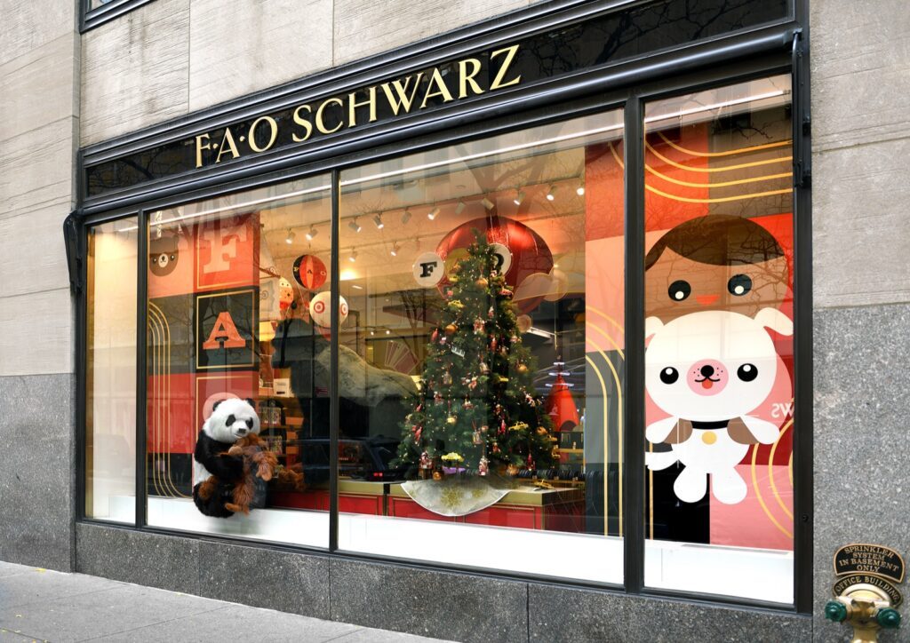 Vitrine du FAO Schwarz, le magasin de jouets de New York