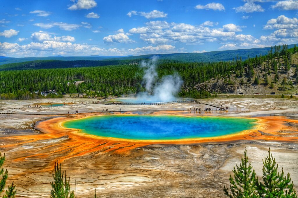 The Grand Prismatic Spring, Yellowstone National Park (the largest hot spring in the United States, and the third largest in the world)