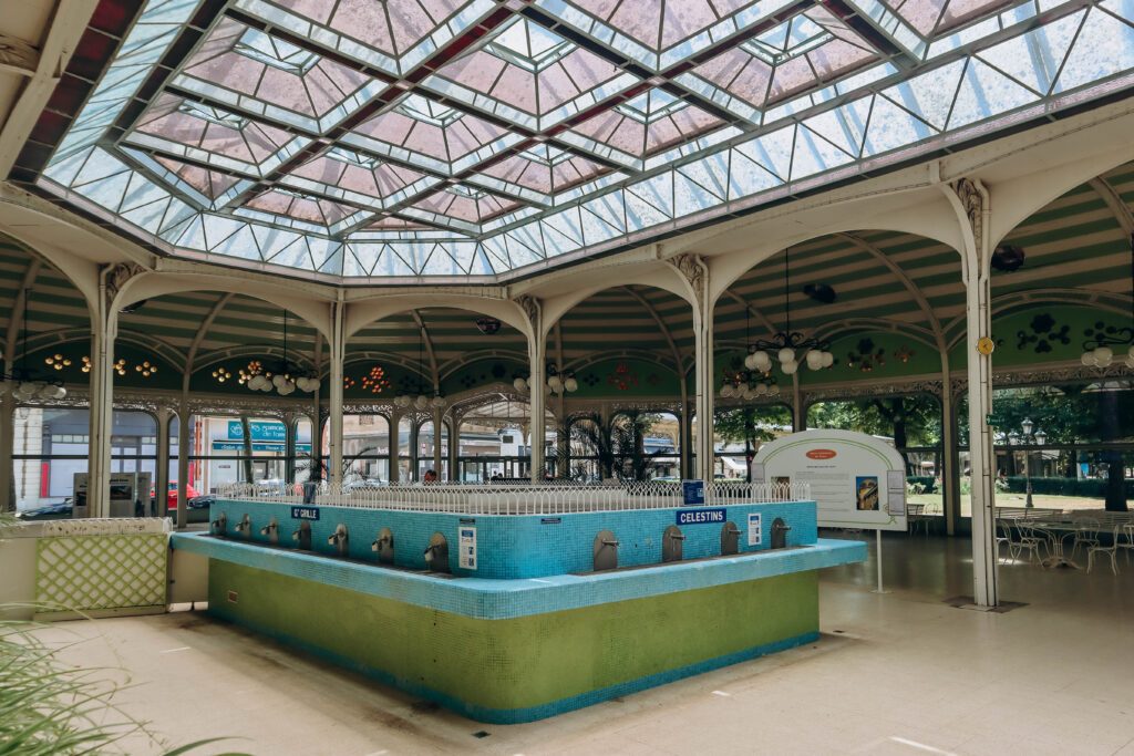 Vichy, France - June 18, 2023: Thermal springs and mineral waters in Vichy, France