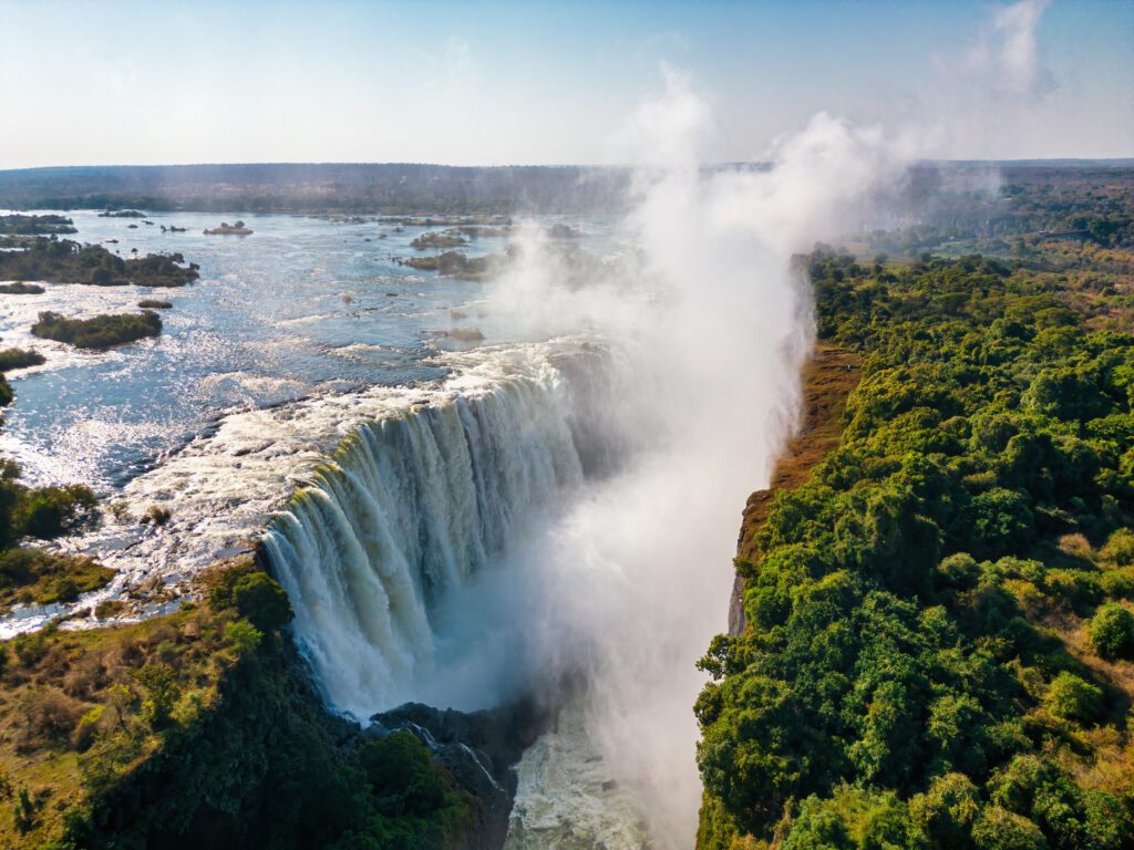 The Victoria Falls in an aerial view - Zambia, Zimbabwe