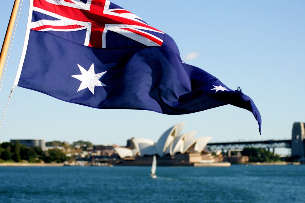 Drapeau Australie fond Opera Sydney