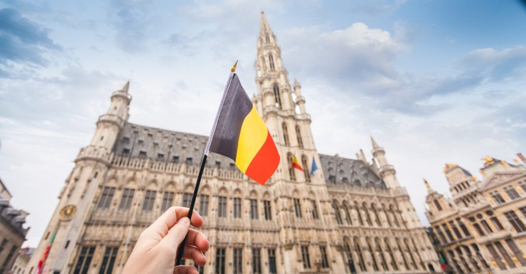 Drapeau belge sur Grand-Place de Bruxelles