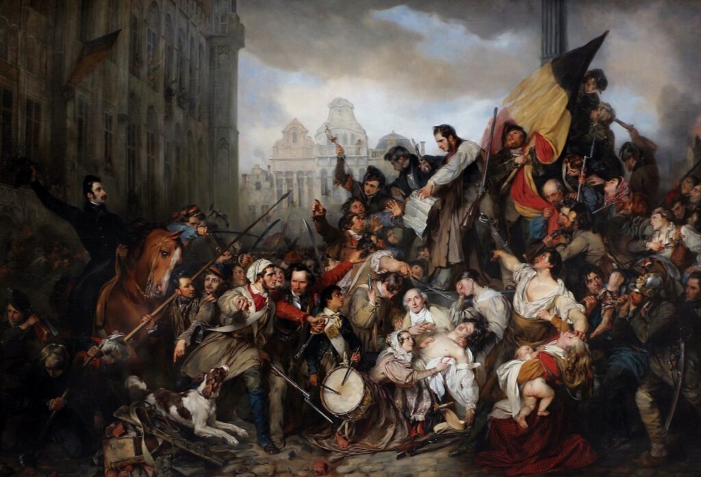 Drapeau Belgique tableau Gustave Wappers Épisode des Journées de septembre 1830 sur la Place de l'Hôtel de Ville de Bruxelles