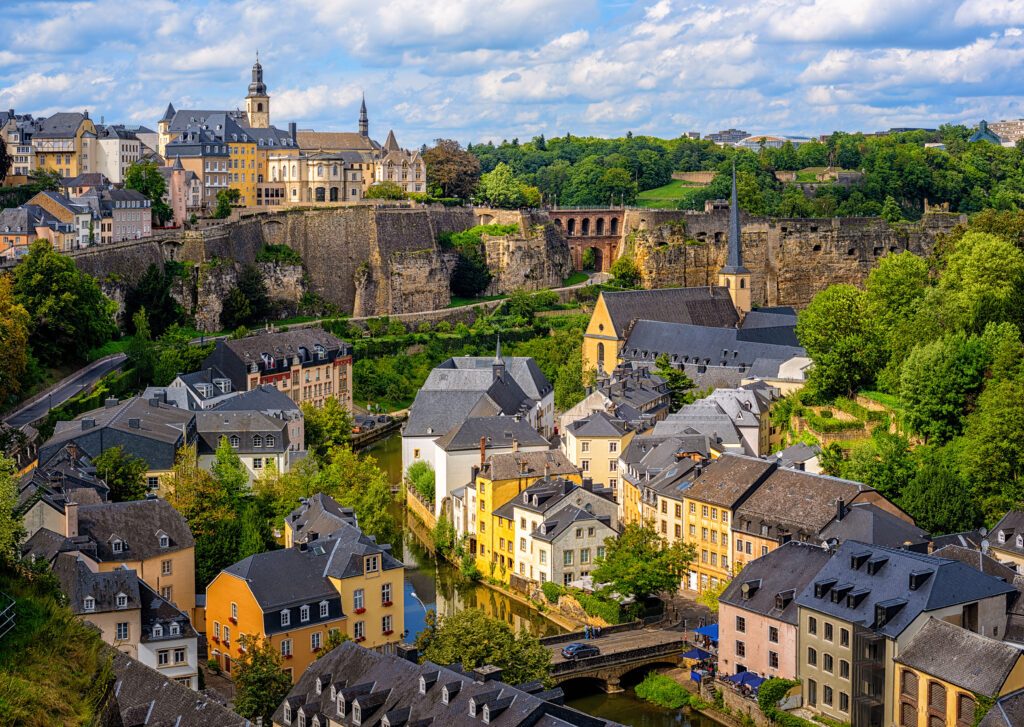 Luxembourg city, view of the Old Town and Grund