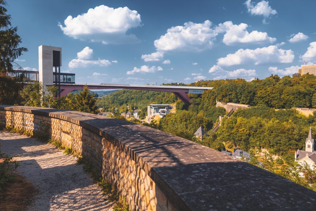 The modern panoramic elevator in Pfaffenthal