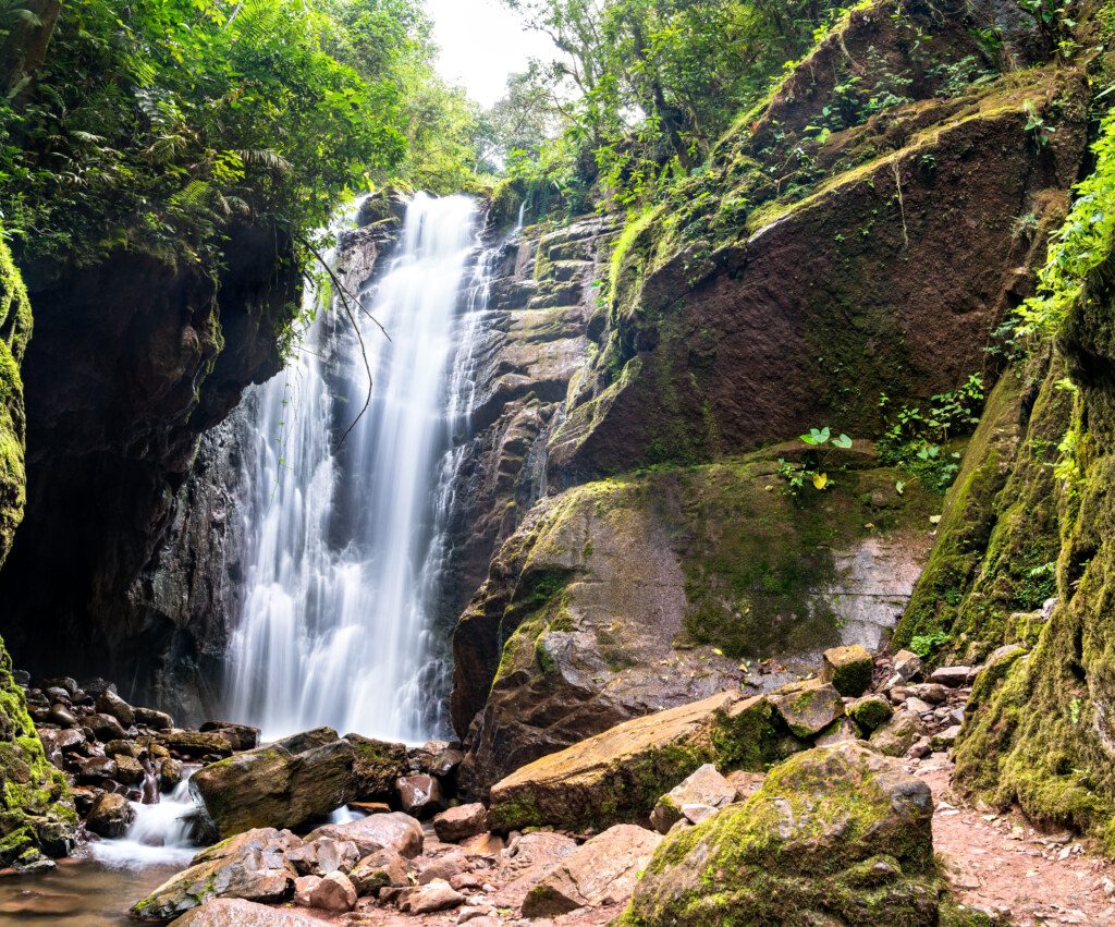 Rio Tigre waterfall in the high rainforest of Oxapampa in Pasco, Peru