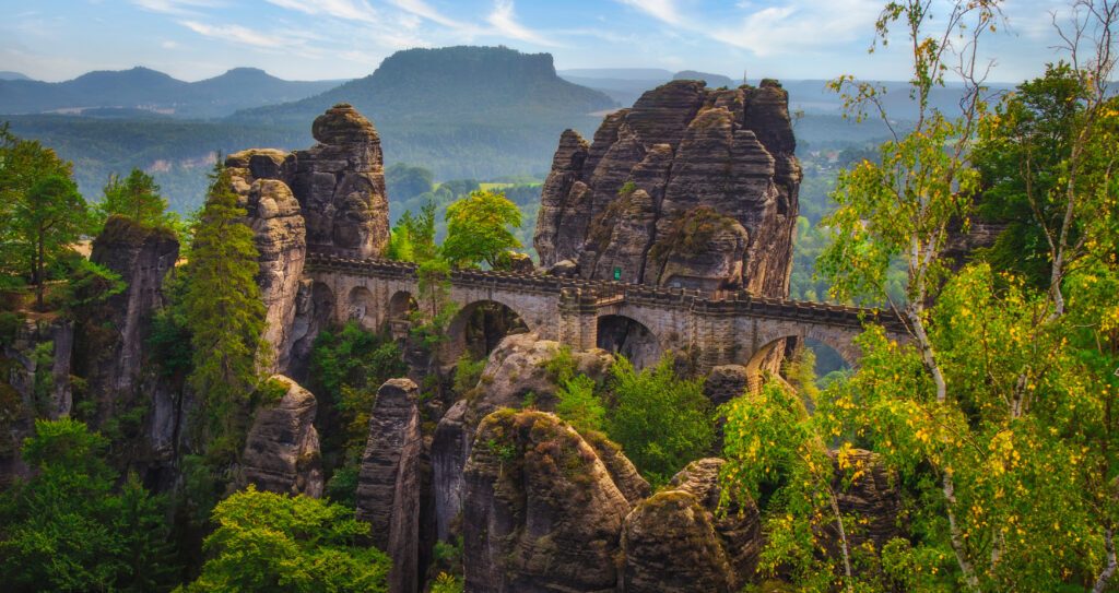 Bastei Bridge in Saxon Switzerland National Park Germany