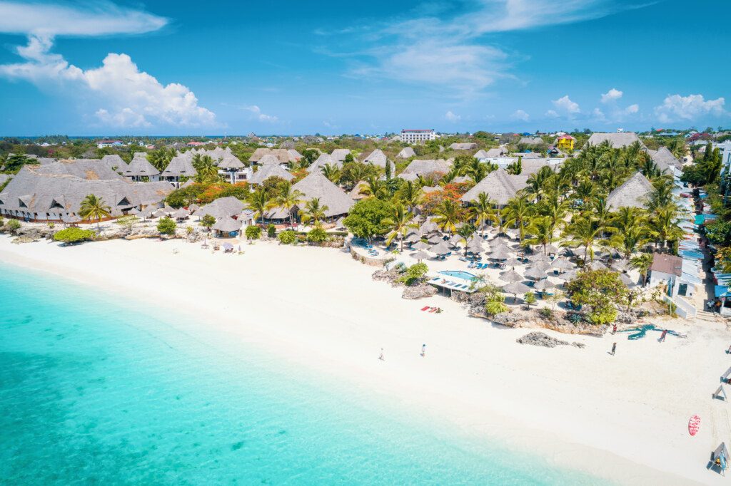 Aerial view of Nungwi Beach in Zanzibar, Tanzania