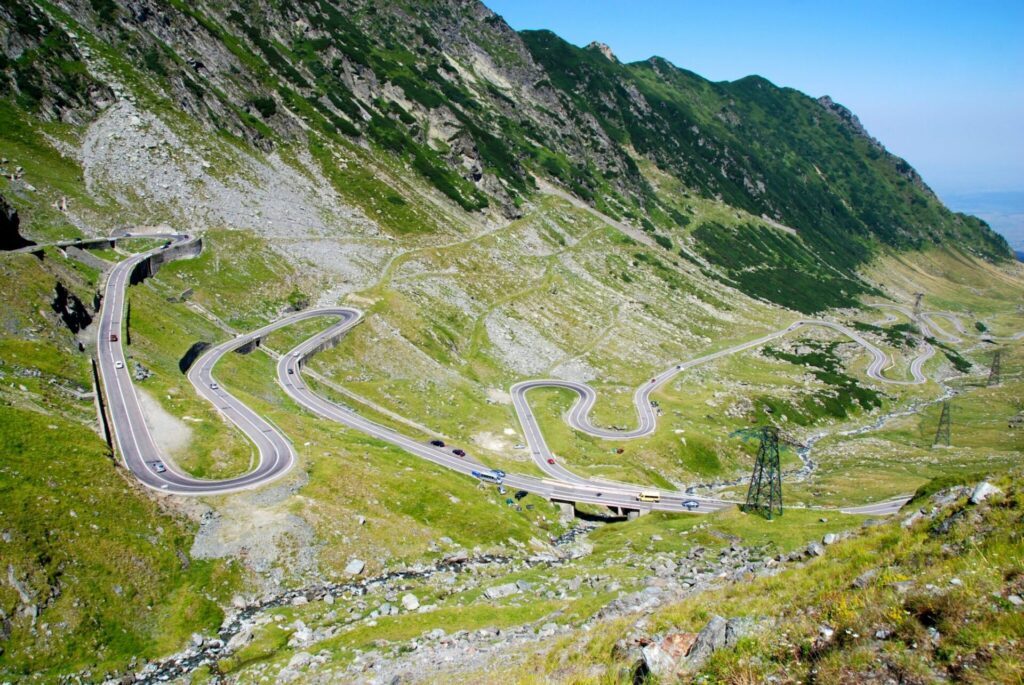 Vue aérienne de la route Transfagarasan