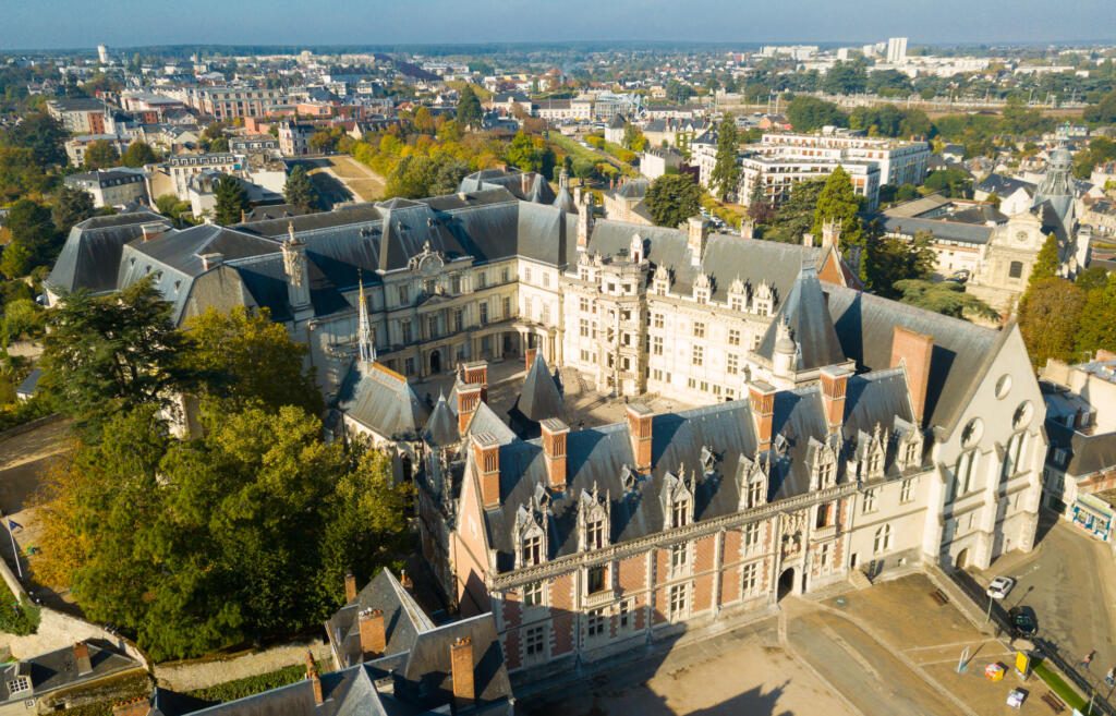 View from drone of Royal Chateau de Blois
