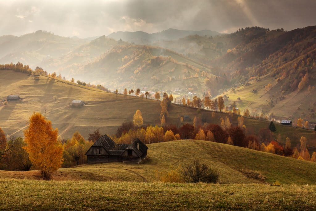 Beautiful landscape in autumn season with amazing colors. Simon, Brasov. Tansylvania - Romania.