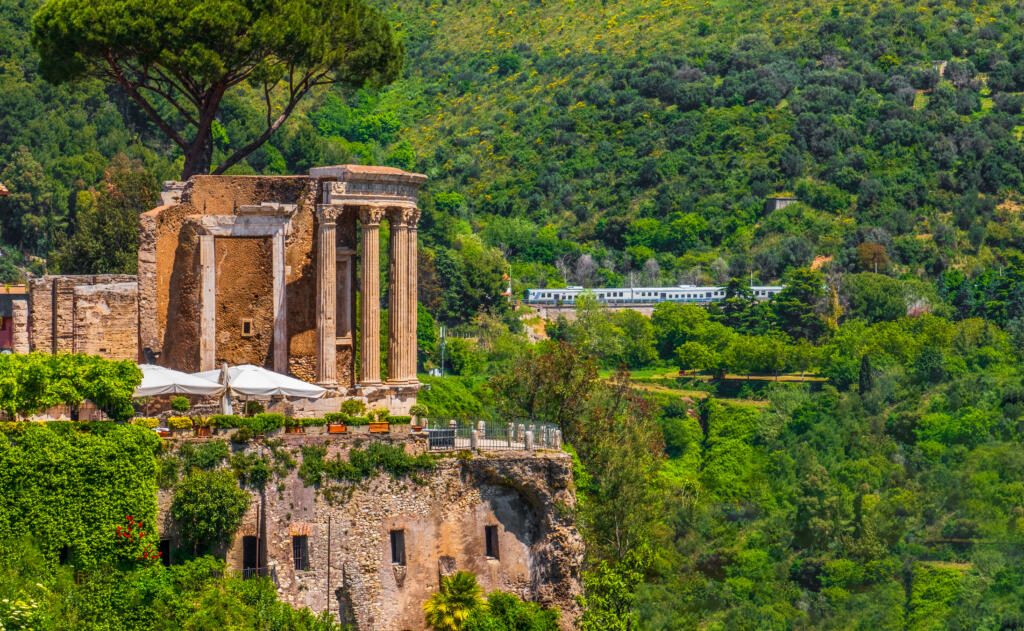 Rome local landmark of Tivoli - Lazio region of Italy - Temple of Vesta Circular Temple roman temple symbol