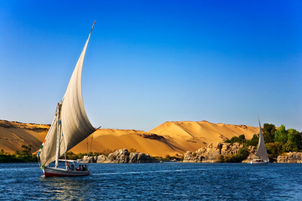 Egypt. The Nile at Aswan. Felucca cruise