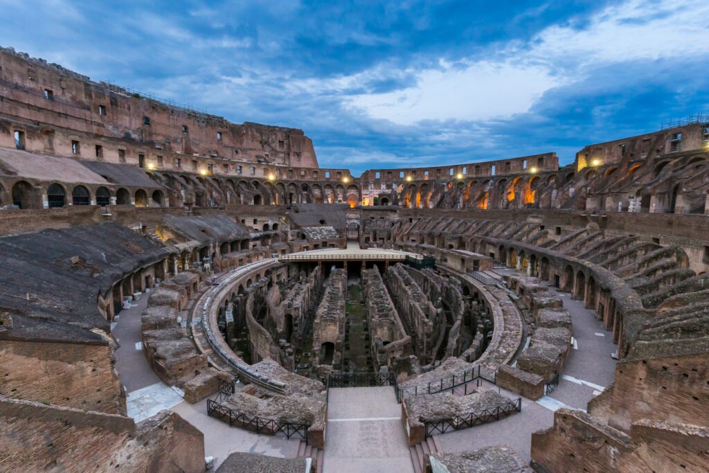 Internal view of the Coliseum at night