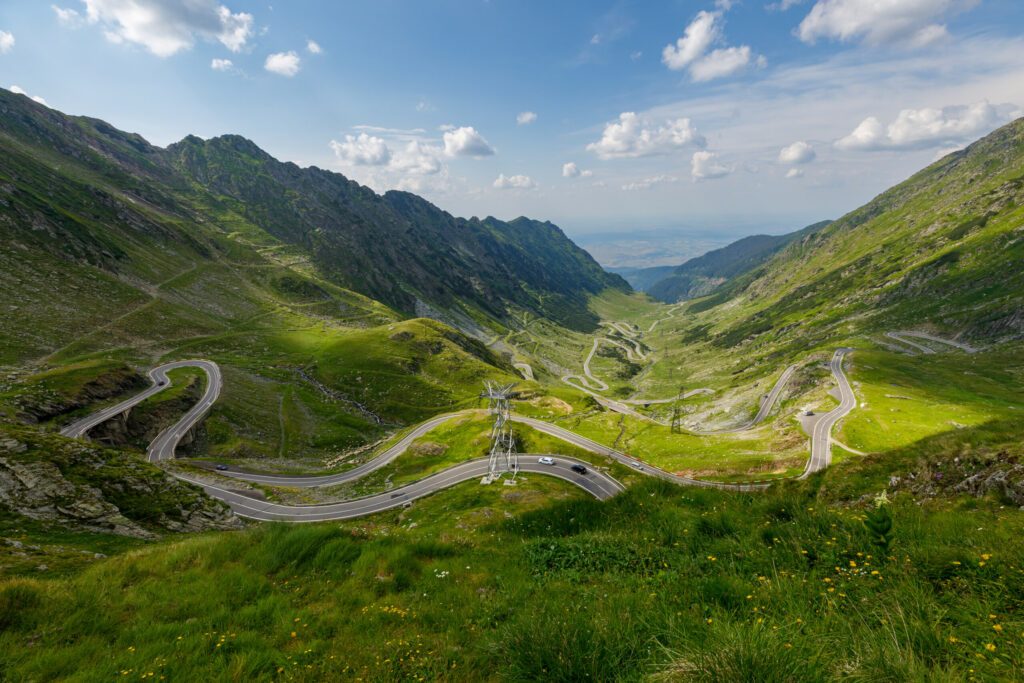 The carpathian mountains with the winding transfaragasan road